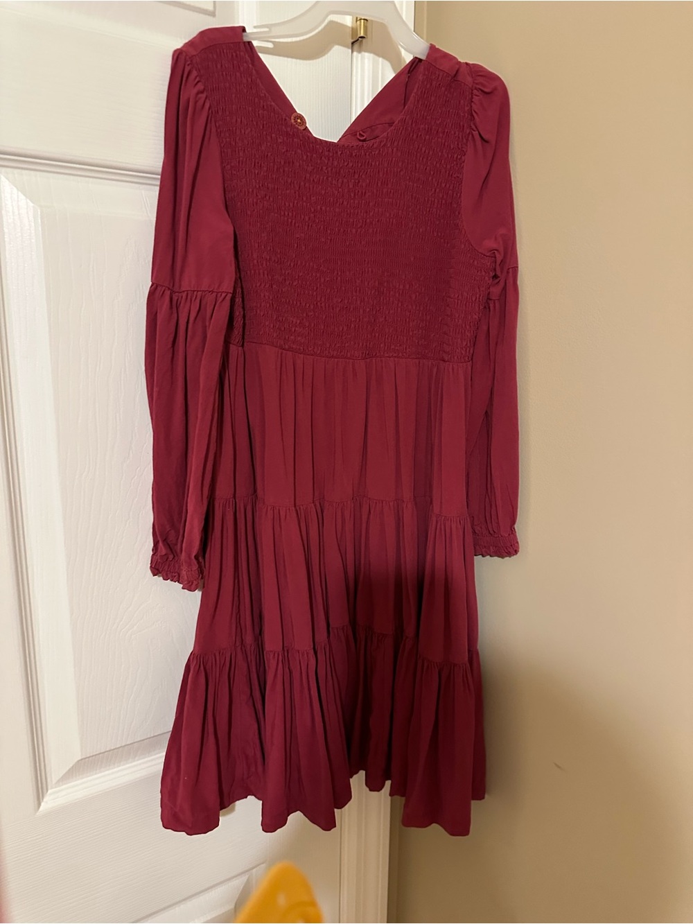 Matilda Jane Burgundy Long-Sleeve Tiered Dress